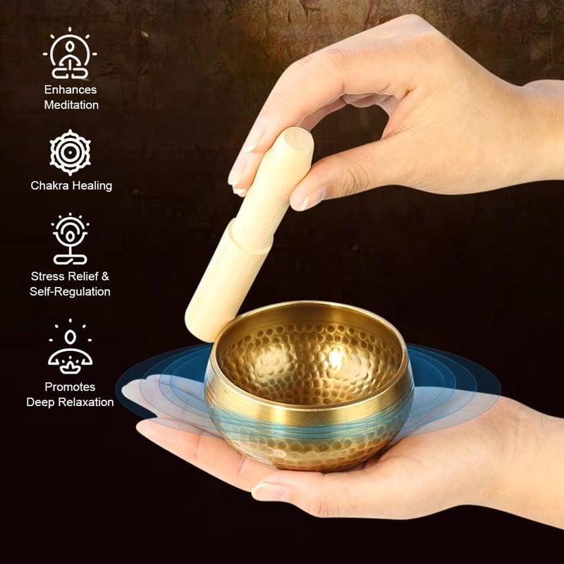 YouMedi Tibetan Singing Bowl Set - Meditation Sound Bowl Cushion with Wooden Striker for Yoga, Meditation & Relaxation, Mindfulness,Chakra Healing, Stress Relief, Self-Regulation - Image 4
